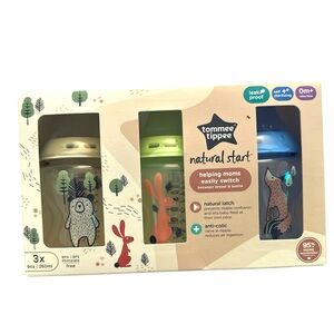 Tommee tippee Natural Start Baby Bottles Green,beige and Blue 3x 9oz/260ml pack